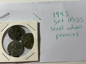 lot 7 image: 1943 war steel wheat penny set (P)DS