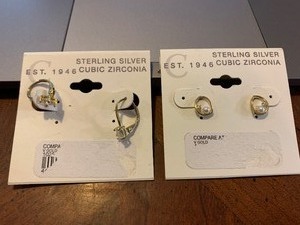 lot 70 image: Ladies sterling silver earrings 2 pair 1 money