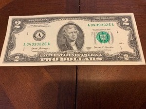 lot 74 image: 2017 $2 dollar bill great shape