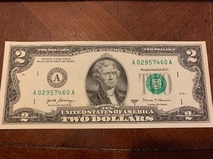 lot 114 image: $$ Two d0llar Bill 2017