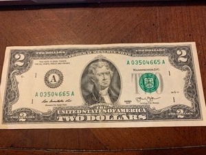 lot 126 image: $$ TWO DOLLAR BILL$$ See Pics