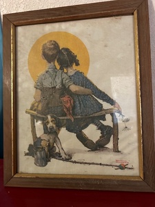 lot 163 image: Framed Norman Rockwell print needs cleaning