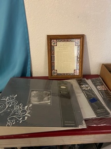 lot 159 image: Weddinganniversary photo album and wall frame