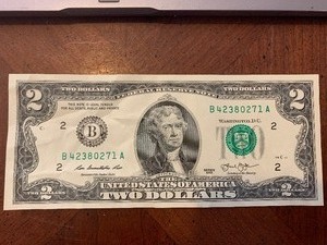 lot 150 image: $$ 2013 Two Dollar Bill-