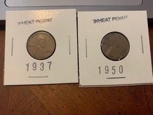lot 144 image: Two classic Wheat Pennies-1937 and 1950