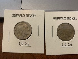 lot 164 image: $$ Two buffalo Nickels consecutive yeas 1925 and 1926 $$