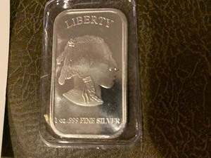 lot 181 image: 1 OZ..999 Fine Silver Liberty Commemorative Indian head Buffalo bar