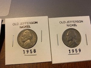 lot 169 image: $$ 1958 and 1959 Old Jefferson Nickels Very Nice