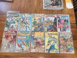 lot 146 image: Selection of Marvel comics - Fantastic 4 #398, X-Men #189, The Thing #5, Contest of Champions #1 & 2, Thor #13, Fanfare #40, Spider-Man #155, Generation X #15, Dazzler #38