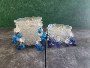 lot 72 image: Selection of 10 cut crystal glass Bobeches candle cup chandelier lamp drip protectors