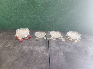 lot 74 image: Selection of 10 cut crystal glass Bobeches candle cup chandelier lamp drip protectors