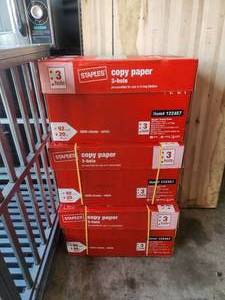 lot 89 image: 3 cases of Staples copy paper -3-hole pre-punched 8.5 x 11 - 15000 sheets