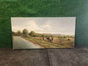 lot 160 image: Original painted artwork on canvas - Johnny Mahto Hogue - Texas artist