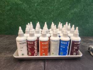 lot 235 image: Selection of Kiss color hair dyes - 6 colors-4each - metal tray not included