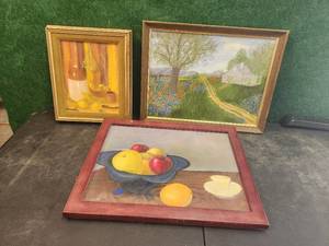 lot 271 image: Selection of original artwork on canvas