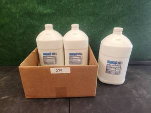 lot 274 image: 3-gallon jugs of hand sanitizer - believe 2 have been opened
