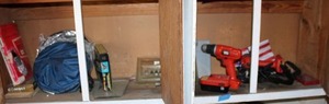 lot 193 image: Misc. tools - bottom shelf of cabinet