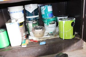 lot 182 image: Paint cans, Paint thinner and Weed trimmer line