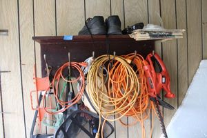 lot 156 image: Extension cords, hedge trimmer, and more