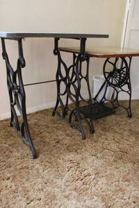 lot 137 image: Antique sewing machine bases turned into tables as shown