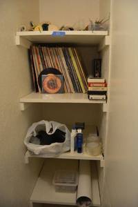 lot 62 image: Vintage record albums, 8 tracks, reading glasses, poster and more