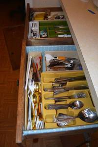 lot 71 image: Silverware drawer plus Misc. items