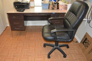 lot 89 image: Vintage metal desk with drawer contents and office chair