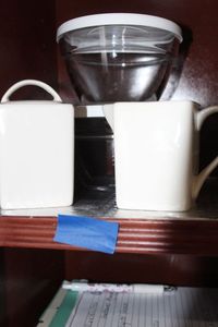 lot 68 image: Square Cream and sugar, glass bowls and more