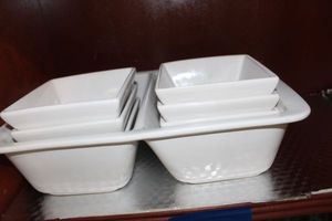 lot 85 image: Divided Serving Dish and Square bowls