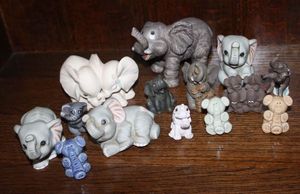 lot 24 image: A Variety of Carved from Stone Elephants