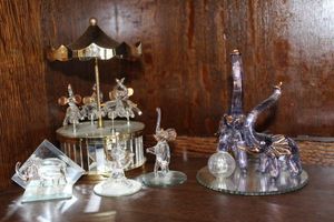 lot 40 image: Glass and Crystal Elephants and Musical Carousel Elephants