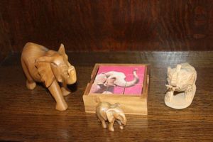 lot 47 image: Variety of Hand carved TeakMahogany Elephants