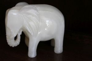 lot 49 image: Hand carved Marble Elephant