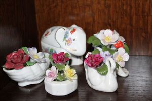lot 58 image: &nbspAinsley Fine Bone China Floral Trinkets and Elephant Trinket Box (Miniature)