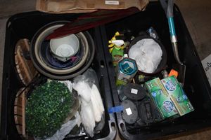 lot 187 image: Two Large Totes full of Gardening supplies (Totes do not go bring Boxes)