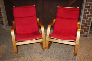 lot 203 image: Two Patio Rocking Chairs with Red Cushions