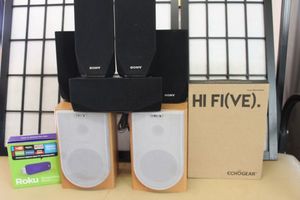 lot 235 image: Surround Sound Speakers, Mounts and Roku Device