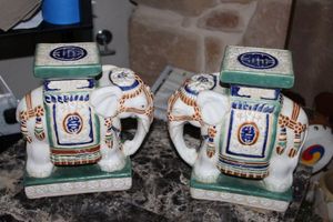 lot 340 image: Two Vintage Elephant Statues