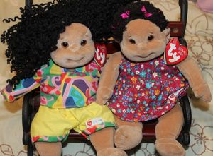 lot 115 image: Two Vintage Ty Beanie Kids and Decorative Wood and Metal Bench