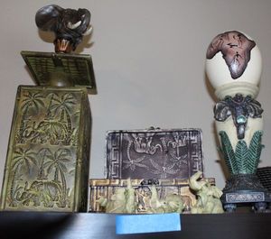 lot 164 image: Authentic African Decorations, Including Hand Painted Ostrich Egg and More