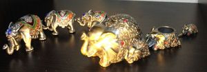 lot 168 image: Bombay Company Brass Elephant Trinket Boxes Very Ornately Decorated