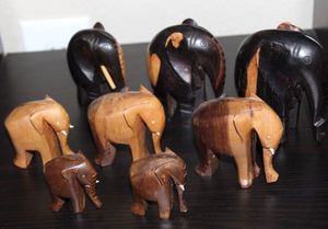 lot 175 image: Various Hand carved Elephants From Different Place and styles... see Photos