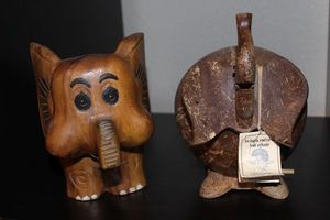lot 178 image: elephant created From Coconut  and Hand carved Elephant