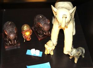 lot 181 image: Two Peter Began Elephants, paper machet type elephants and more