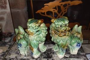 lot 334 image: Two Japanese Shishi Dogs