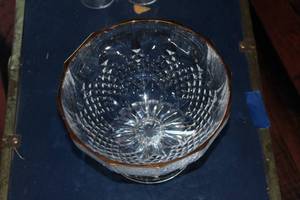 lot 288 image: Cut Crystal Fruit Bowl with 24K Rim