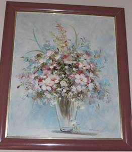 lot 350 image: Floral oil on Canvas Painting by Renee