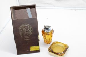lot 163 image: Vintage Collectable cigar box, lighter and ashtray