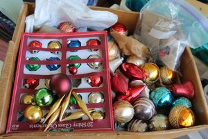 lot 42 image: Large box of Mostly Glass Christmas Ornaments big and small