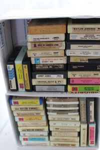 lot 218 image: Box of eight track tapes